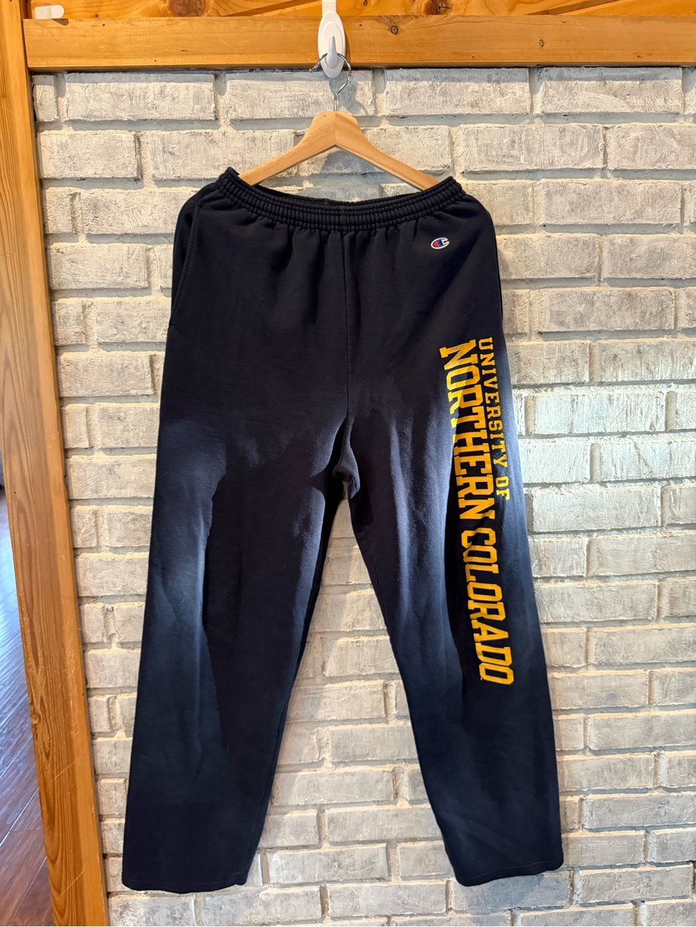 Vintage Champion Black Sweatpants with Yellow Northern Colorado Lettering
